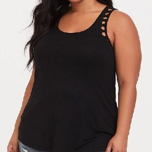 Torrid Super Soft Black Lattice Trim Tank